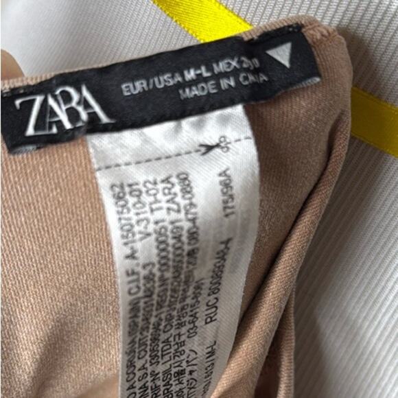 Zara Taupe Ruched Long Sleeve Tee - Picture 5 of 10